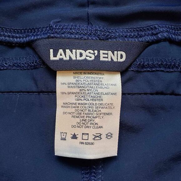 Lands End Swim Shorts Women's Size 10 Solid Navy Blue Pull On Stretch - Picture 7 of 9